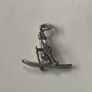 Sterling Silver Skiing Charm Pendant